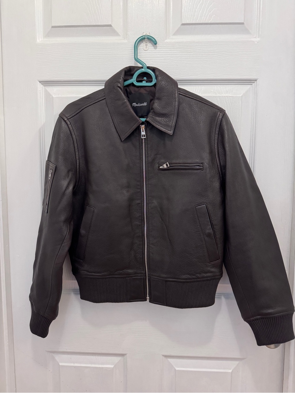 Madewell Black Leather Bomber Jacket